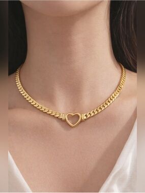 24k Gold Plated Heart Pendant Non-Tarnish High Quality Necklace New